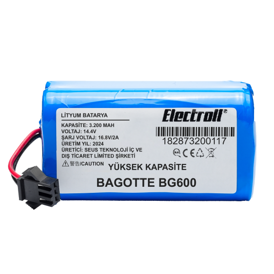 Bagotte BG600 (Yüksek Kapasite) 3200mAh Robot Süpürge Bataryası